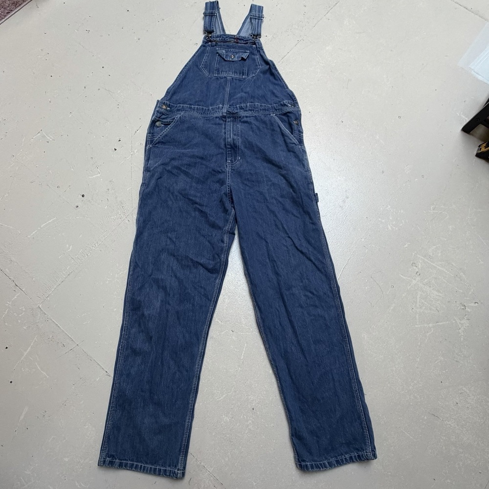 VTG Craftsman Overalls Men 34 X 32 Blue Denim Classic Work Wear Utility Bibs Y2K